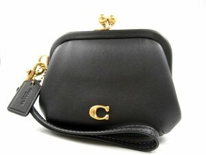 ♪COACH コーチ CC552 キスロック コインパース がま口 コインケース 小銭入れ カード入れ ミニ財布 ブラック 黒 保存袋付き 中古美品♪