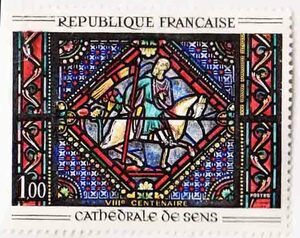 （７６５）外国切手・フランス美術・１９６５年サンス大聖堂のステンドドグラス・ダマスカス街道の聖パウロ