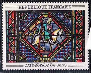 （７３７）外国切手・フランス美術・１９６５年サンス大聖堂のステンドドグラス・ダマスカス街道の聖パウロ