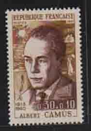 （２９２）外国切手・フランス・２種未使用・１９６７年著名人・カミュ作家・ゾラ小説家