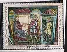 （５４５）外国切手・フランス・美術・１９６９年サン・サバン教会のフレスコ画・ラデウス前のサバンとシブリヤン