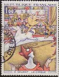 （６１５）外国切手・フランス・美術・１９６９年スーラ―画・サーカス