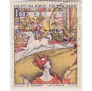 （６５４）外国切手・フランス・美術・１９６９年スーラ―画・サーカスの画像1