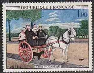 （６６9）外国切手・フランス・美術・１９６７年ルソー画・ジエニイ爺の馬車