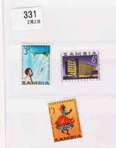 （３３１）外国切手・ザンビア未使用・３種