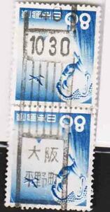 （７７２）日本切手・８０円大仏航空ペアー・大阪平野町４０年