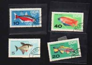 （０３８）外国切手・東ドイツ・熱帯魚４種・１９６４年・８８０円