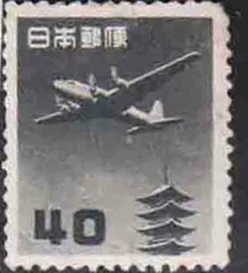 （５６４）日本切手・４０円塔航空ノリなし未使用・カタログ９００円