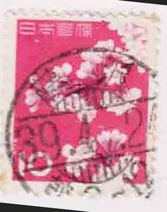 （５１９）日本切手・１０円桜・右下灰紫色消えエラー