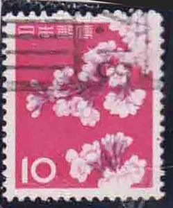 （６４０）日本切手・１０円桜・右枠赤点
