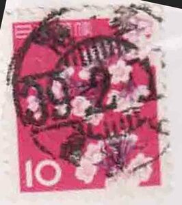 （６１７）日本切手・１０円桜・バー入り博多３９年