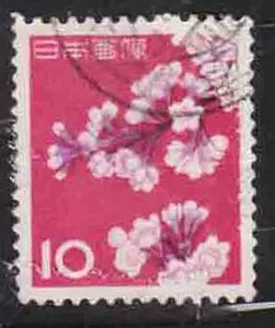 （５８７）日本切手・１０円桜・定常変種GⅠA３３下花びらに虫食い