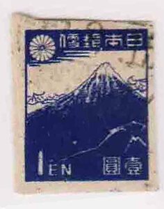 （１０２）日本切手・１円北斎バラエテイ・小さな青点よごれ