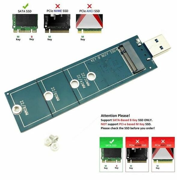M.2 SATA SSD ⇒ USB 3.0 アダプタ