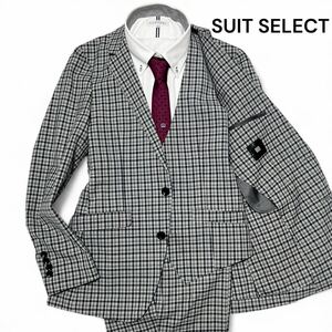  unused class *Y5 suit select [ pressure volume. beautiful Silhouette ]SUIT SELECT check 3 piece summer suit gray × navy thin spring summer * men's 
