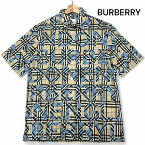 未使用級 現行◎バーバリー【圧巻のデザイン】BURBERRY ノバチェック マルチカラー ロゴ 半袖 シャツ 総柄 コットン100% 薄手 春夏◎メンズ