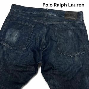 美麗品◎革タグ XLサイズ!!ポロラルフローレン【超希少モデル】Polo Ralph Lauren ライダース デニム パンツ ジーンズ インディゴ◎メンズ