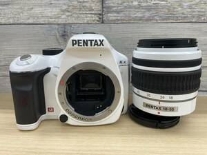 [E2159TY]PENTAX Pentax K-X SR электризация простой рабочее состояние подтверждено белый линзы DAL 1:3.5-5.6 18-55mm батарейка АА работа цифровой однообъективный 