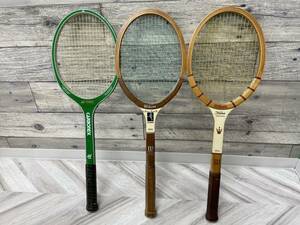 【D3061TY】テニス ラケット まとめ 3本 YONEX CARBONEX / Wilson ウィルソン Chris Evert JACK KRAMER ウッド ヴィンテージ 