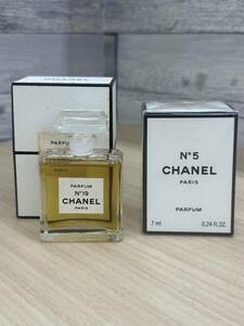 【E2246AM】CHANEL №19・14ml 残量90％～/CHANEL №5 7ml 未開封 2点セット