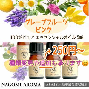 100%ピュア エッセンシャルオイル 精油 (追加は@250円~) なごみアロマ NAGOMI 5ml 1本