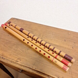  traditional Japanese musical instrument bamboo made transverse flute 3ps.@ together 