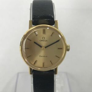 H271-SB4-1217◎ OMEGA オメガ Geneve ジュネーブ レディース 手巻き 稼働 ラウンド ゴールド文字盤 ※箱付き