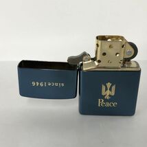 J222-SB4-1256◎ ZIPPO ジッポ Peace ピース since1946 ブルー オイルライター 喫煙具 箱付き ※火花あり_画像4