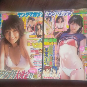 送料無料即決！ 鹿谷弥生表紙グラビア週刊ヤングマガジン２冊ミスマガジン2007年7月30日号と10月29日号堀田ゆい夏佐藤和沙神崎詩織山崎真実