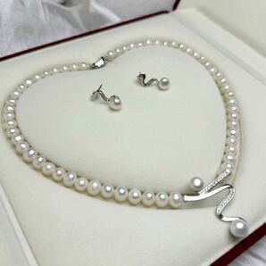 2点セット 本真珠ネックレス7mm 天然パールネックレス42cm Pearl パールネックレスの画像5