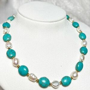  turquoise ×book@ pearl natural pearl necklace 40+5cmbook@ pearl necklace 