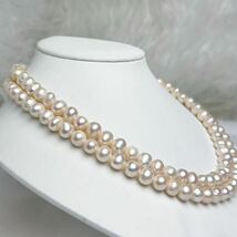 綺麗！翡翠×天然パールネックレス　42cm necklace Pearl pearl 約 8mm_画像2