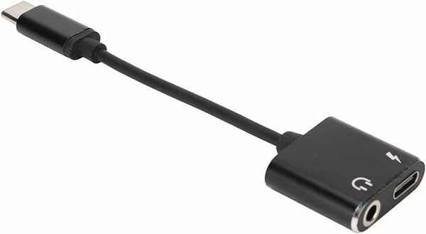 タイプCから3.5mm ジャックイヤホン充電ケーブル USBCオーディオ補助ケーブル オーディオアダプター イヤホン充電コンバーター (ブラック)