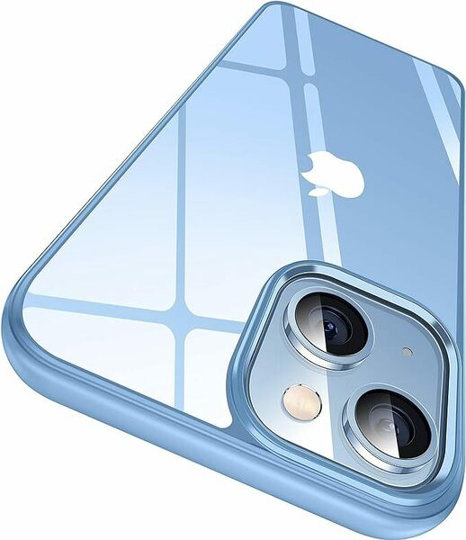 CASEKOO iPhone14 / 13 用 ケース クリア 耐衝撃 耐久性 カバー ストラップホール付き ワイヤレス充電対応 6.1 インチ ケースライトブルー