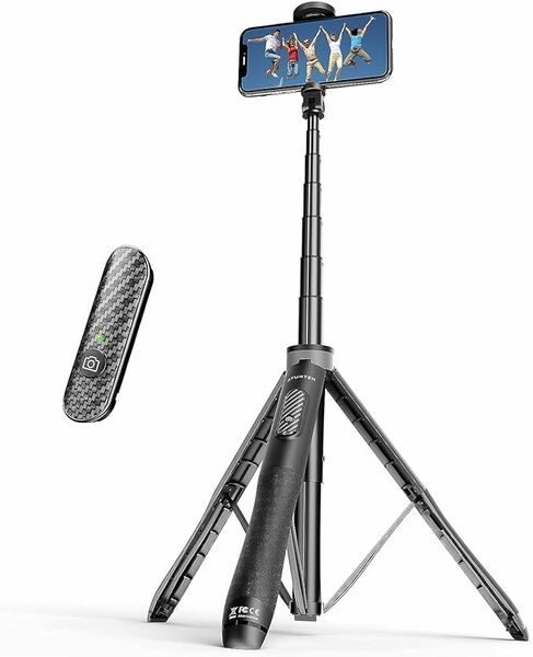 ATUMTEK スマホ三脚 自撮り棒 130cmロングタイプ セルフィースタンド アルミ製 充電式 Bluetoothリモコン付き 360度回転対応 YouTube Vlog 