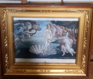 Art hand Auction La Naissance de Vénus Impression en tissu, peinture encadrée, environ. 56x47cm, Ouvrages d'art, Peinture, Portraits