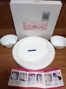 フランス製Luminarcカレー皿 白い皿直径25ｃｍ　小鉢おまけ