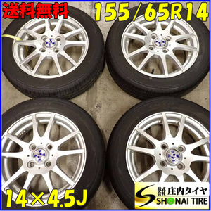 夏4本SET 会社宛 送料無料 155/65R14×4.5J 75S トーヨー ナノエナジー 3 アルミ ウェイク タント アルト ラパン ワゴンR フレア NO,E9650