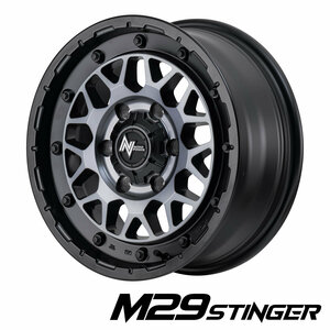 17×6.5J 139.7-6穴+38 ハブ径106 マルカ ナイトロパワーM29 STINGER セミグロスBKクリア 4本 在庫要確認 会社宛送料無料 NO,4560235002850