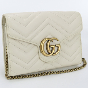 中古良品グッチGUCCI GGマーモント キルティング ミニバッグ ブランド ショルダー 474575 DTD1T ホワイト系 ランク：A us-2 レディース