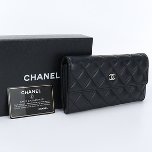 中古シャネルCHANEL マトラッセ ロング フラップ ウォレット 長財布 ブランド 18749549 ブラック ランク：AB us-2 レディース