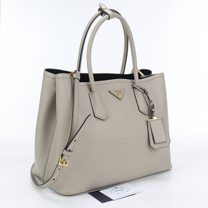 中古プラダPRADA 2WAYトートバッグ サフィアーノ B2756T 2A4A F0TY5 グレー ランク：AB us-2 ショルダー レディース