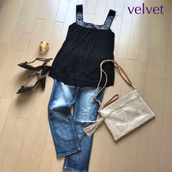 velvet インポートドレスキャミソール 黒 バーニーズニューヨーク スナイデル