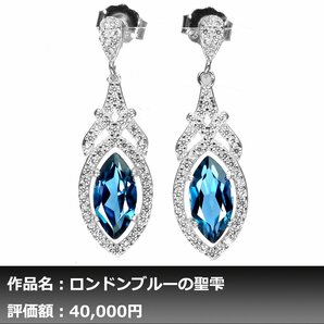 【1円新品】イケゾエガレ｜2.50ct 天然ロンドンブルートパーズ ダイヤモンド K14WG仕上ピアス｜作家モノ｜本物保証｜NGL鑑別対応の画像1