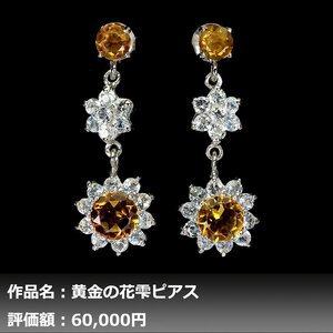 【1円新品】イケゾエガレ｜6.00ct 超大粒 天然ゴールデンシトリン ダイヤモンド K14WG仕上ピアス｜作家モノ｜本物保証｜日宝協鑑別対応