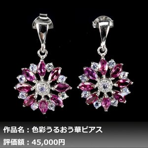 【1円新品】イケゾエガレ｜3.50ct 天然ガーネット&タンザナイト K14WG仕上ピアス｜作家モノ｜本物保証｜日宝協鑑別対応