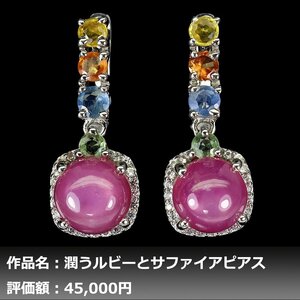 【1円新品】イケゾエガレ｜8.00ct 天然ピンクスタールビー&サファイア K14WG仕上ピアス｜作家モノ｜本物保証｜日宝協鑑別対応