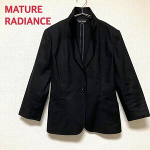 MATURE RADIANCE スタンドカラー ジャケット 七分袖 1つボタン 9号 Mサイズ 黒 ブラック シングルボタン