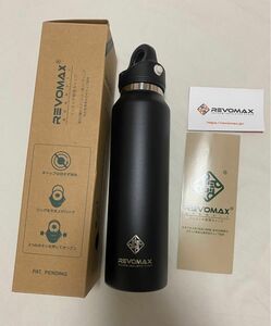 新品未使用　REVOMAX ステンレス　真空断熱　タンブラー水筒　ワンタッチ開閉　16oz (473ml) ブラック 炭酸OK