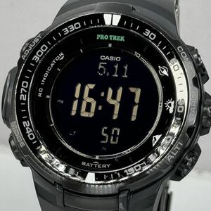 極美品 箱説付PROTREK PRW-3000YT-1JF タフソーラー 電波受信 電波ソーラー マルチバンド6 トリプルセンサー チタン メタルバンド ブラック